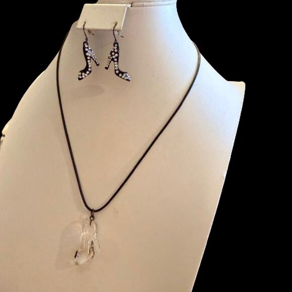High Heels Glass Rhinestone Earrings & Pendant Set - Picture 9 of 9